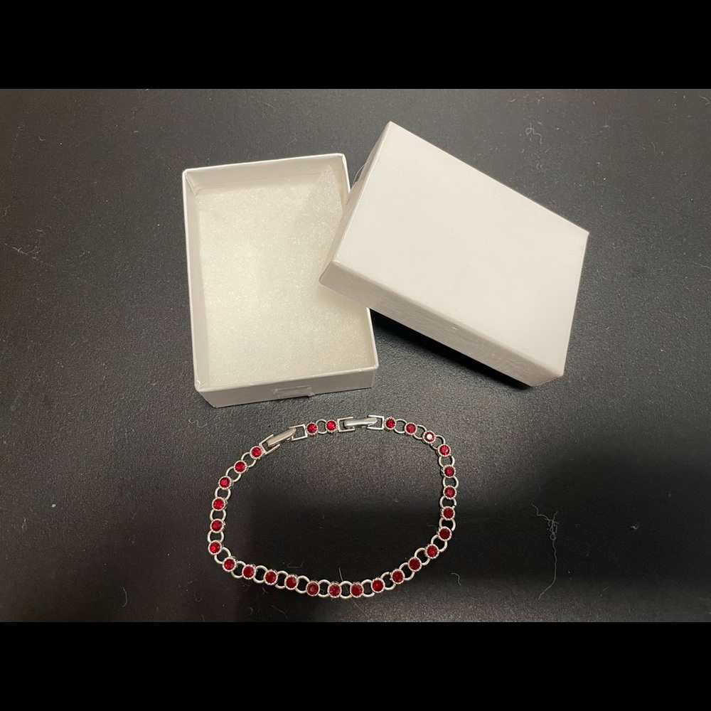 Sterling silver with red rhinestone bracelet